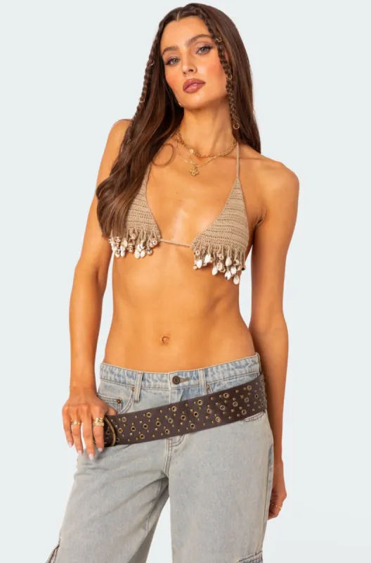 Aruba Beaded Crochet Bra Top made by Edikted
