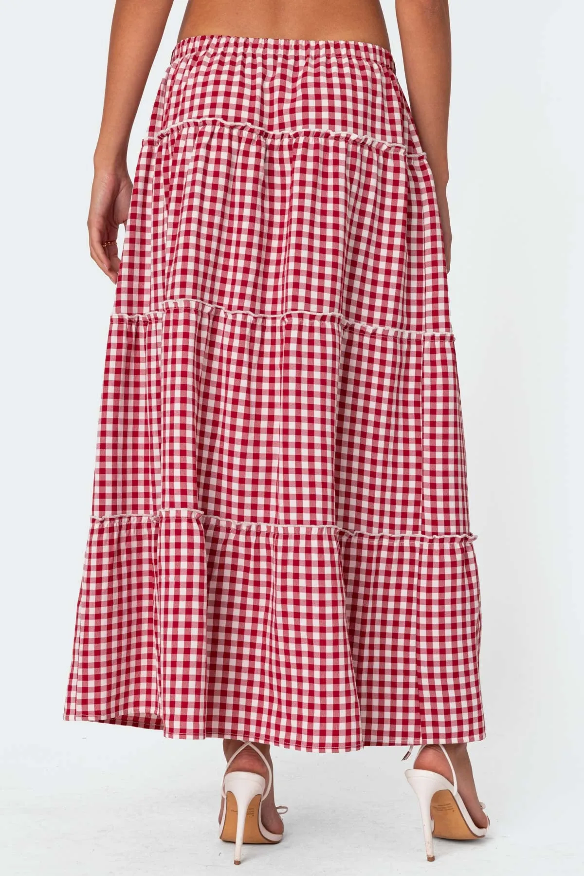 Gingham Side Slit Tiered Maxi Skirt sold by Edikted product image thumbnail 5