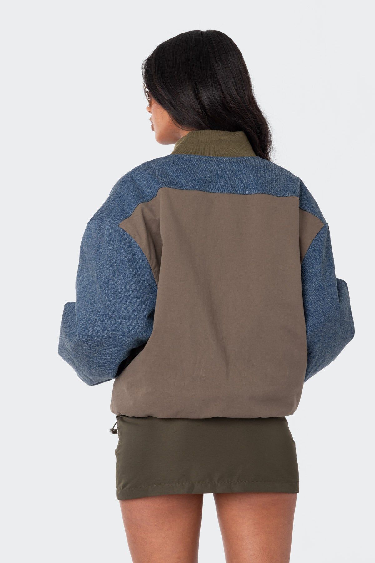 Oversized Denim Sleeves Bomber Jacket sold by Edikted product image thumbnail 4