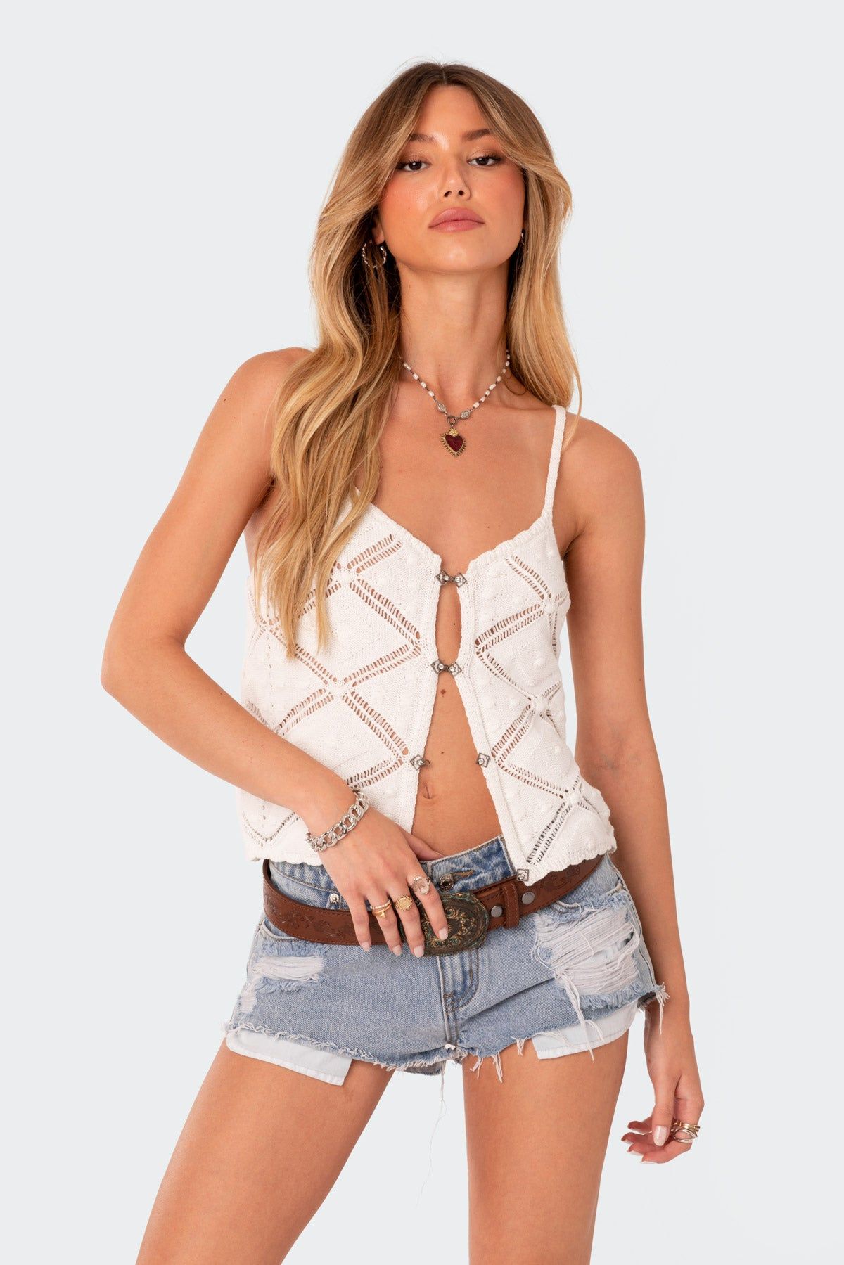 Hooked On U Sheer Knit Top sold by Edikted product image thumbnail 2