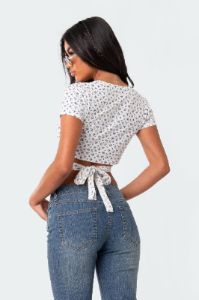 Floral Wrap Crop Top sold by Edikted
