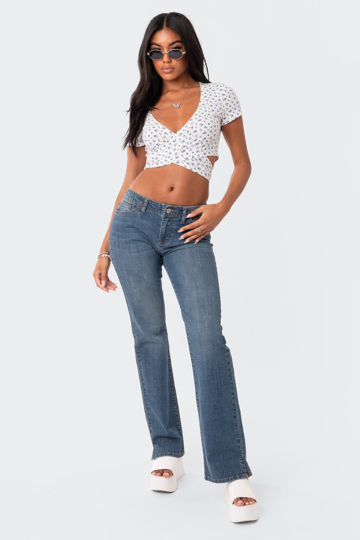 Floral Wrap Crop Top sold by Edikted product image thumbnail 2