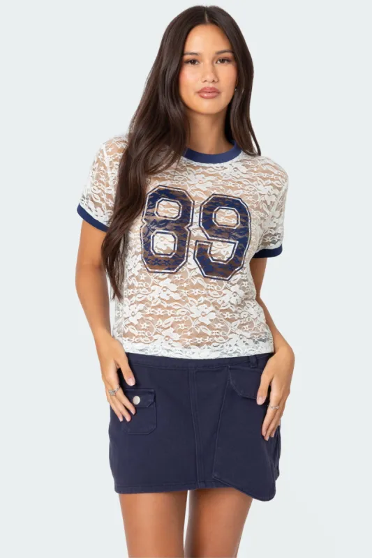 89 Sheer Lace T Shirt sold by Edikted