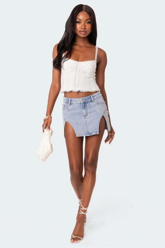 Slits 4 Dayz Denim Mini Skirt sold by Edikted