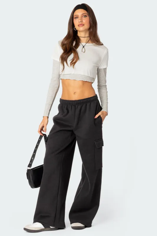 Wide Leg Cargo Sweatpants sold by Edikted