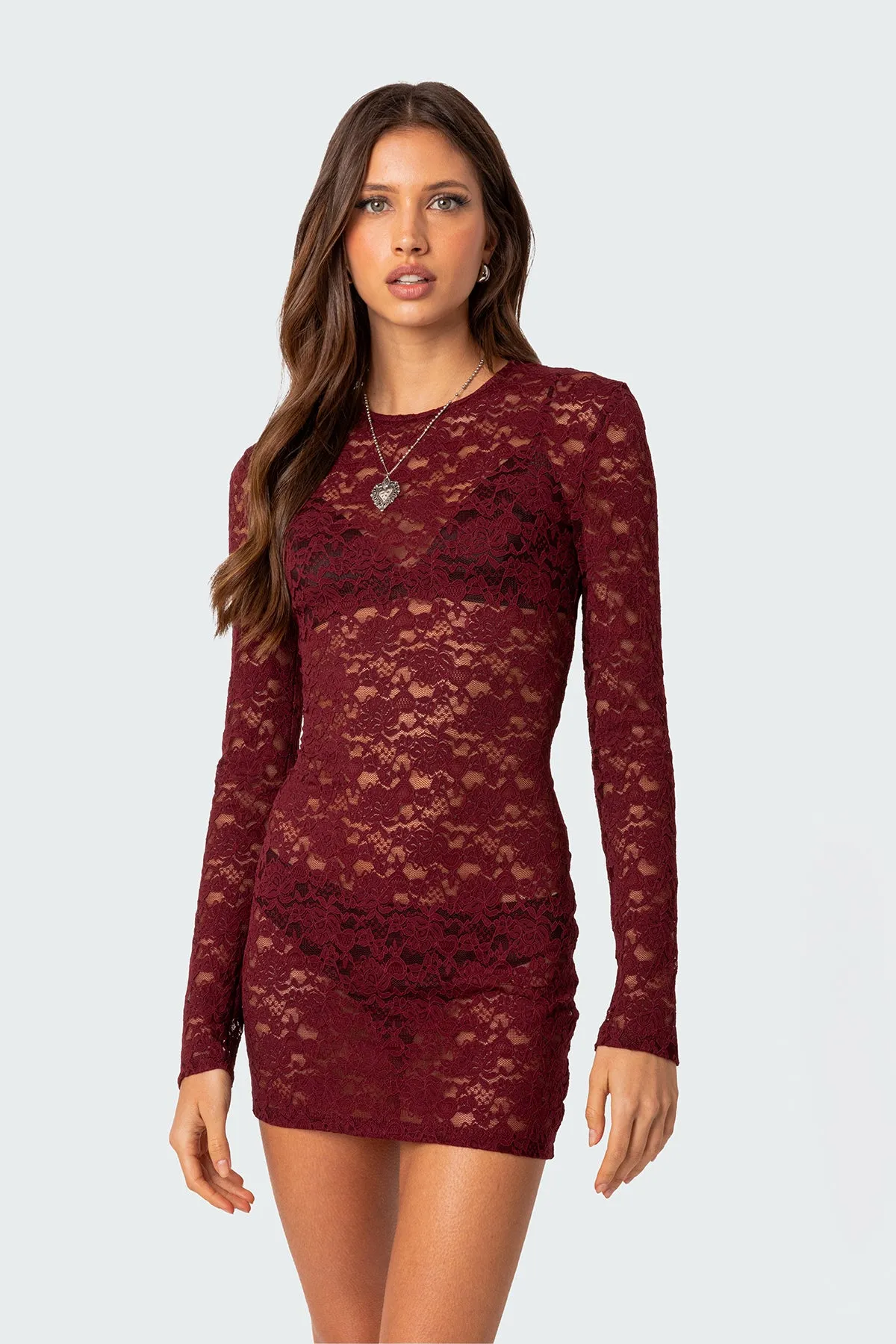 Surreal Sheer Lace Mini Dress sold by Edikted product image thumbnail 2