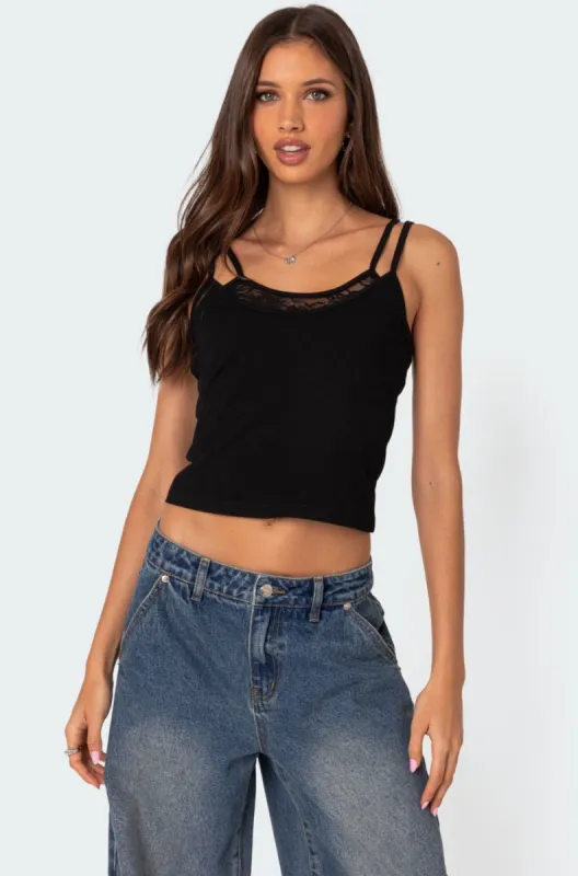 Carnation Lacey Layered Tank Top sold by Edikted