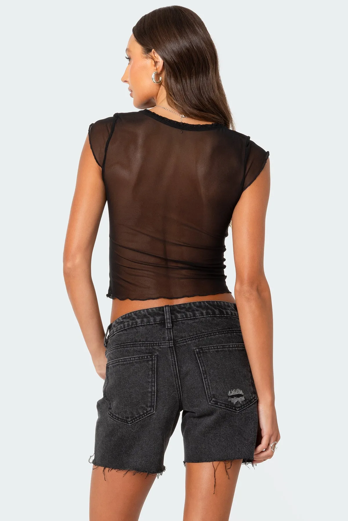 Devi Sheer Mesh Top sold by Edikted product image thumbnail 3