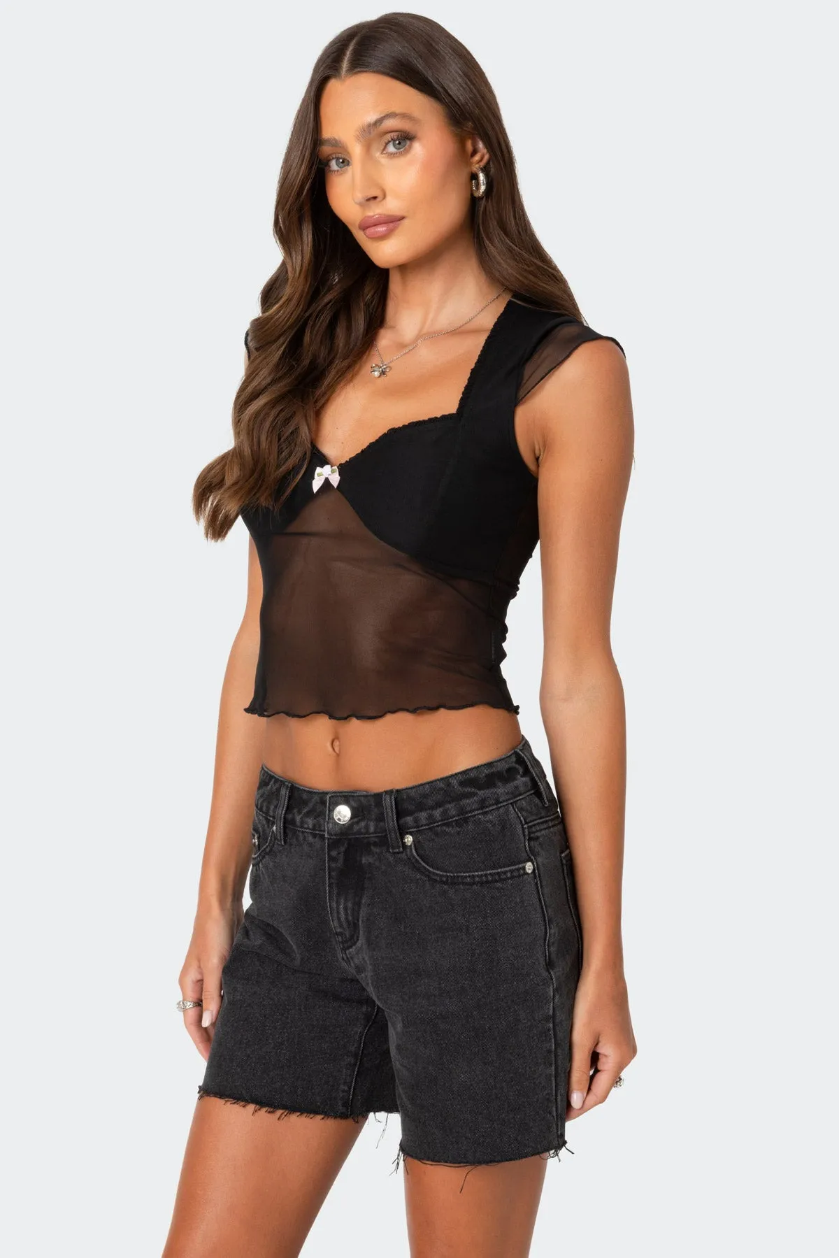 Devi Sheer Mesh Top sold by Edikted product image thumbnail 2