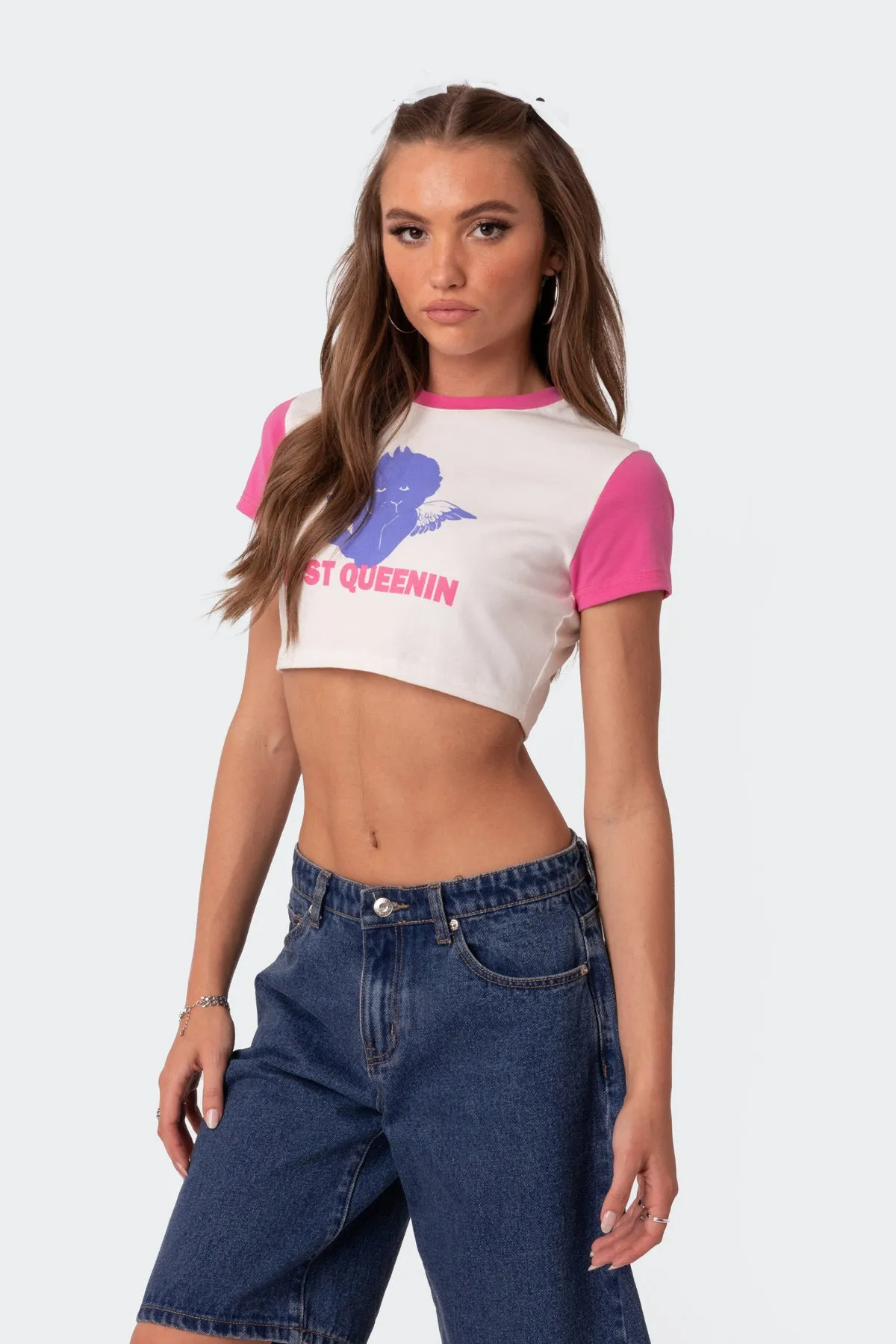 Queenin Cropped T Shirt sold by Edikted product image thumbnail 3