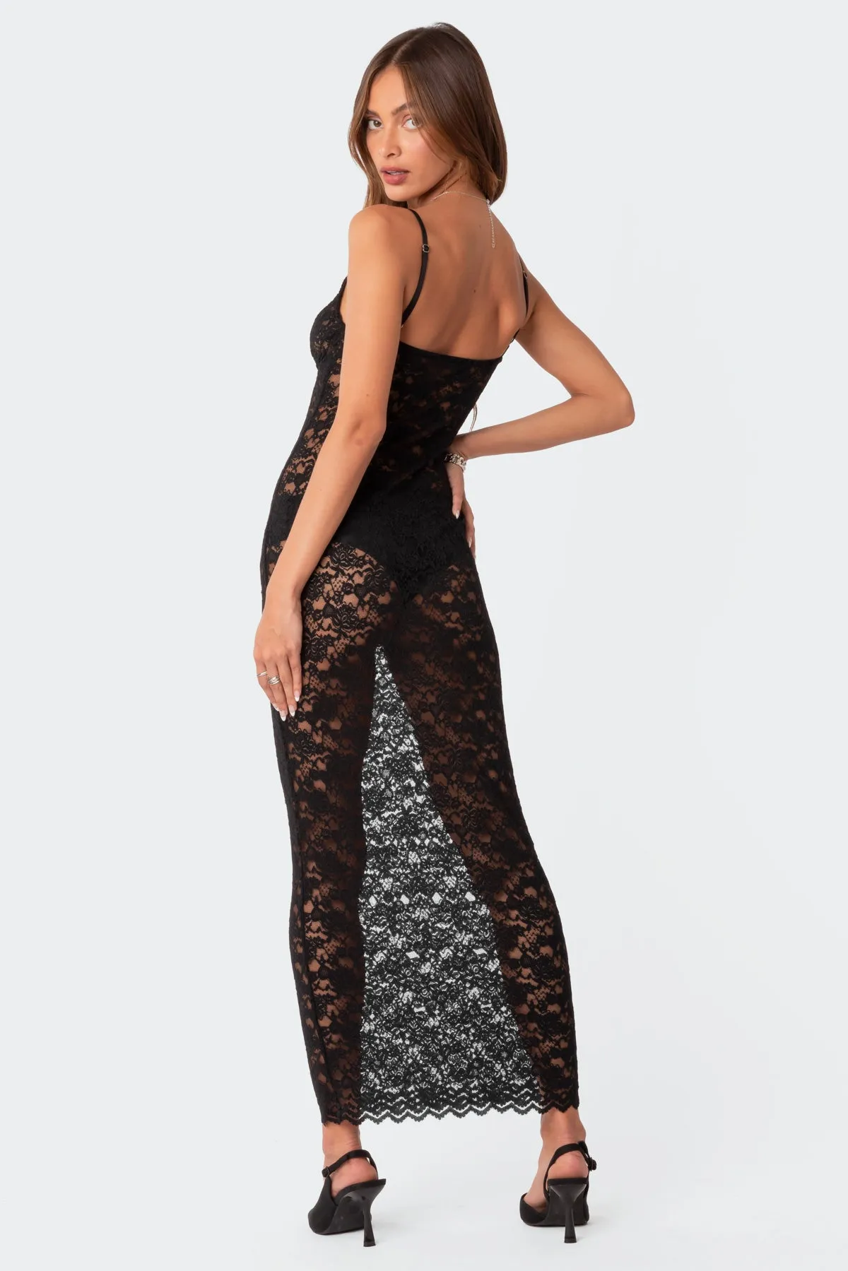 Xandra Sheer Lace Maxi Dress sold by Edikted product image thumbnail 4