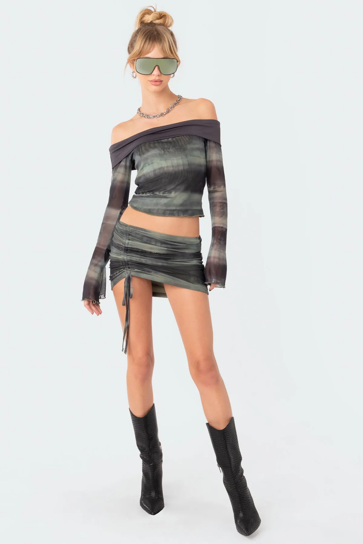 Terah Drawstring Mesh Mini Skirt sold by Edikted product image thumbnail 3