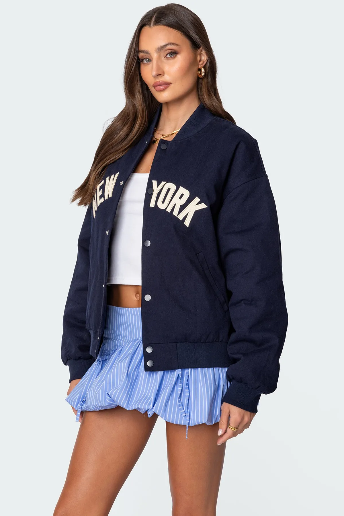 Big Apple Oversized Bomber Jacket sold by Edikted product image thumbnail 3