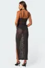 Sheer Micro Sequin Slitted Maxi Dress sold by Edikted