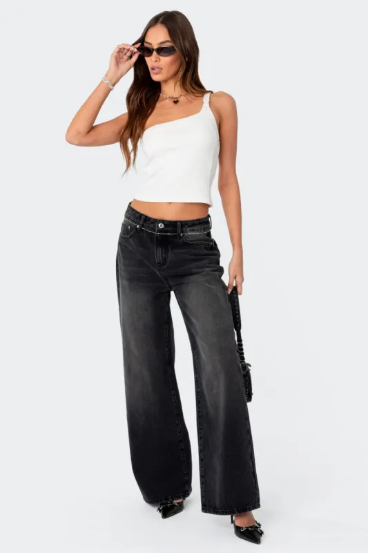 Braya Washed Low Rise Baggy Jeans sold by Edikted