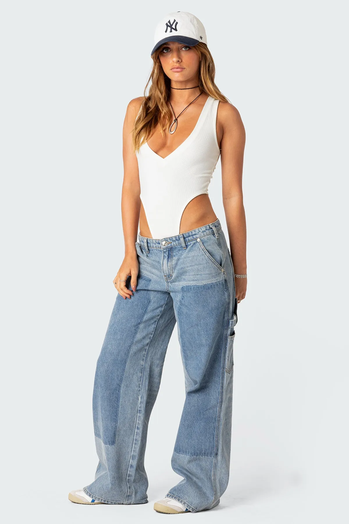 High Cut Ribbed V Neck Bodysuit sold by Edikted product image thumbnail 5
