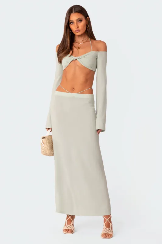 Celeste Low Rise Strap Maxi Skirt sold by Edikted
