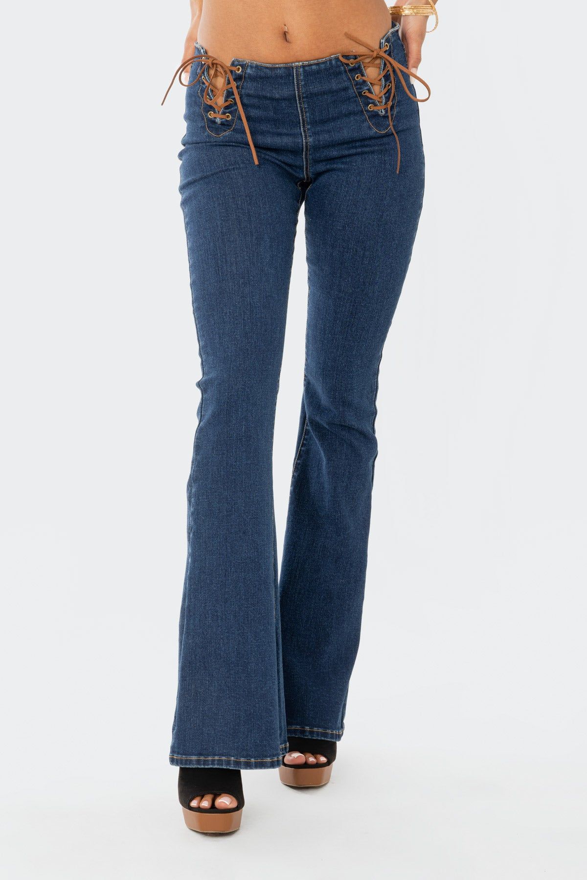 Gini Lace-Up Flared Jeans sold by Edikted product image thumbnail 3