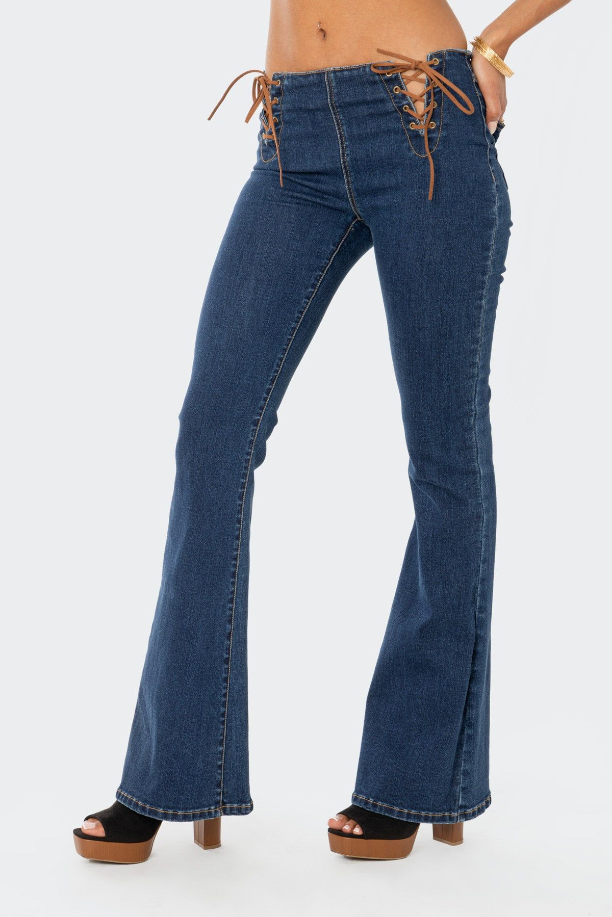 Gini Lace-Up Flared Jeans sold by Edikted product image thumbnail 5