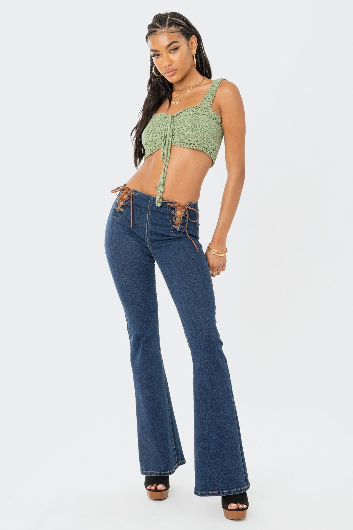 Gini Lace-Up Flared Jeans sold by Edikted product image thumbnail 2