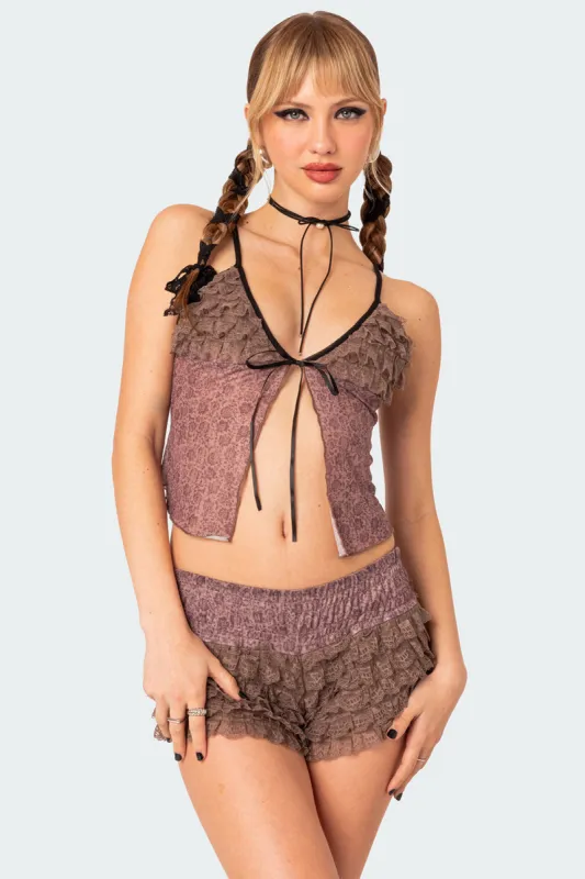 Janis Floral Ruffled Tank Top sold by Edikted