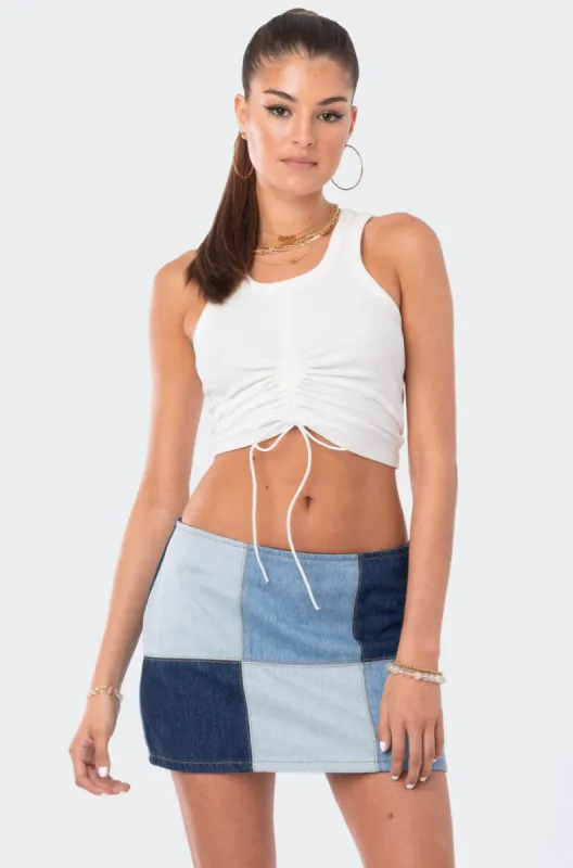 Phoebe Gathered Ribbed Tank Top sold by Edikted