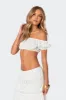 Skye Off Shoulder Eyelet Crop Top sold by Edikted