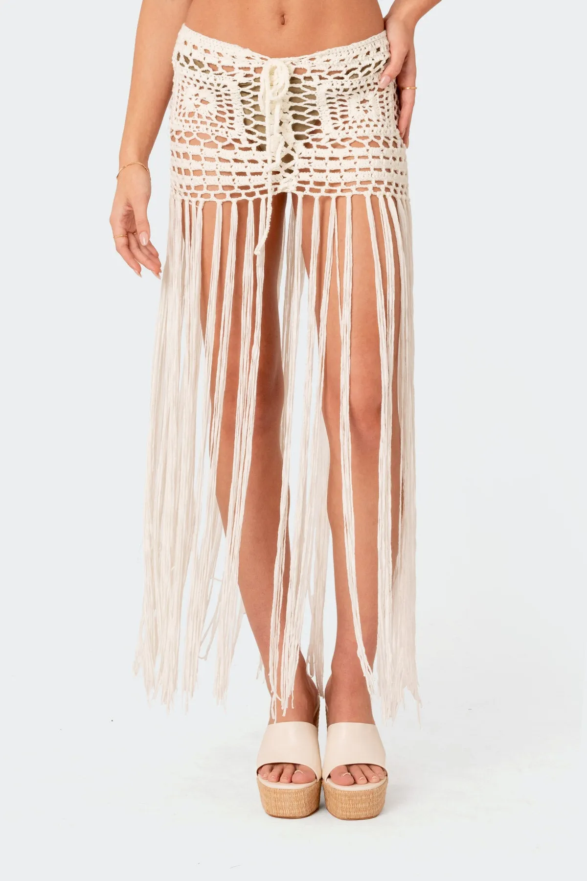 Lillee Crochet Fringe Maxi Skirt sold by Edikted product image thumbnail 2