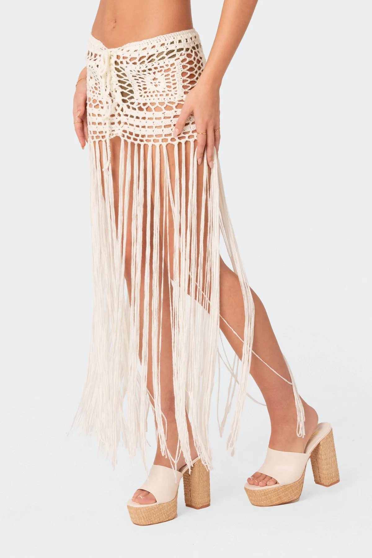 Lillee Crochet Fringe Maxi Skirt sold by Edikted product image thumbnail 3