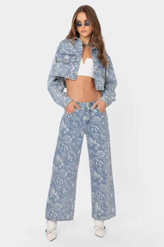 Malia Printed Jeans sold by Edikted