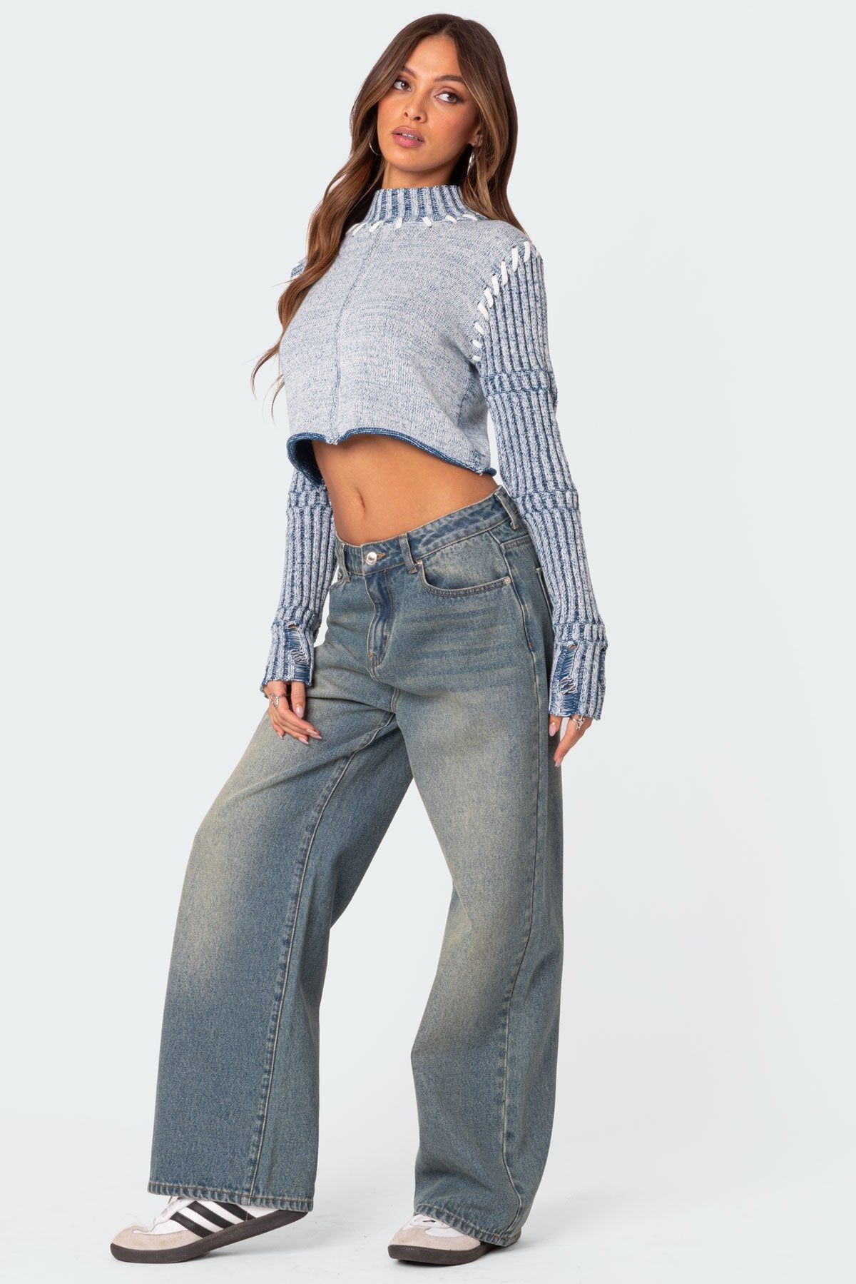 Pia Washed Turtle Neck Cropped Sweater sold by Edikted product image thumbnail 3