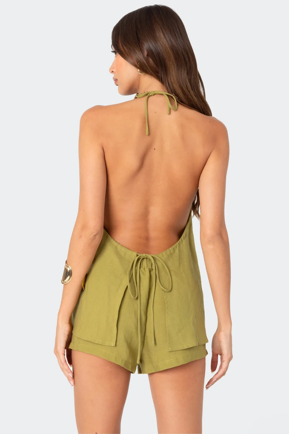 Arden Linen Look Tie Front Top sold by Edikted product image thumbnail 5