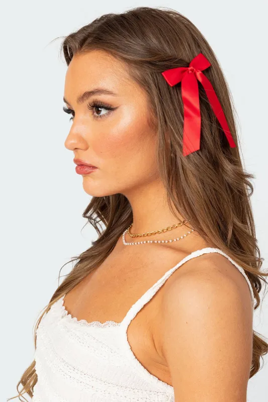 Ribbon Bow Hair Clip Pack sold by Edikted