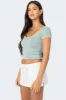 Cinched Lace Trim Top sold by Edikted