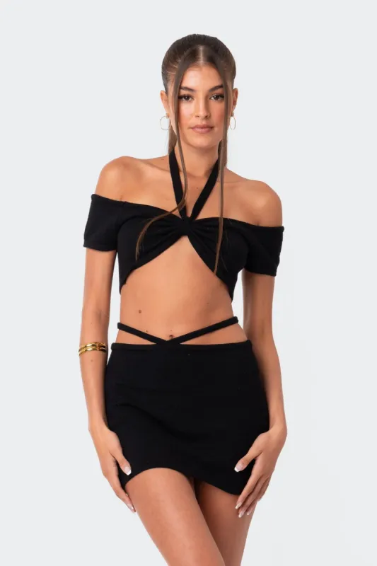 Kayla Knitted Crop Top sold by Edikted