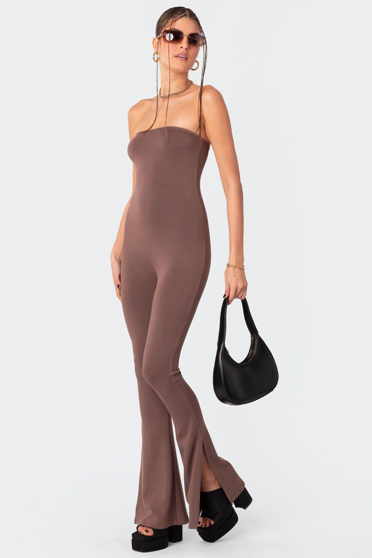 Melina Side Slits Flared Jumpsuit sold by Edikted product image thumbnail 3