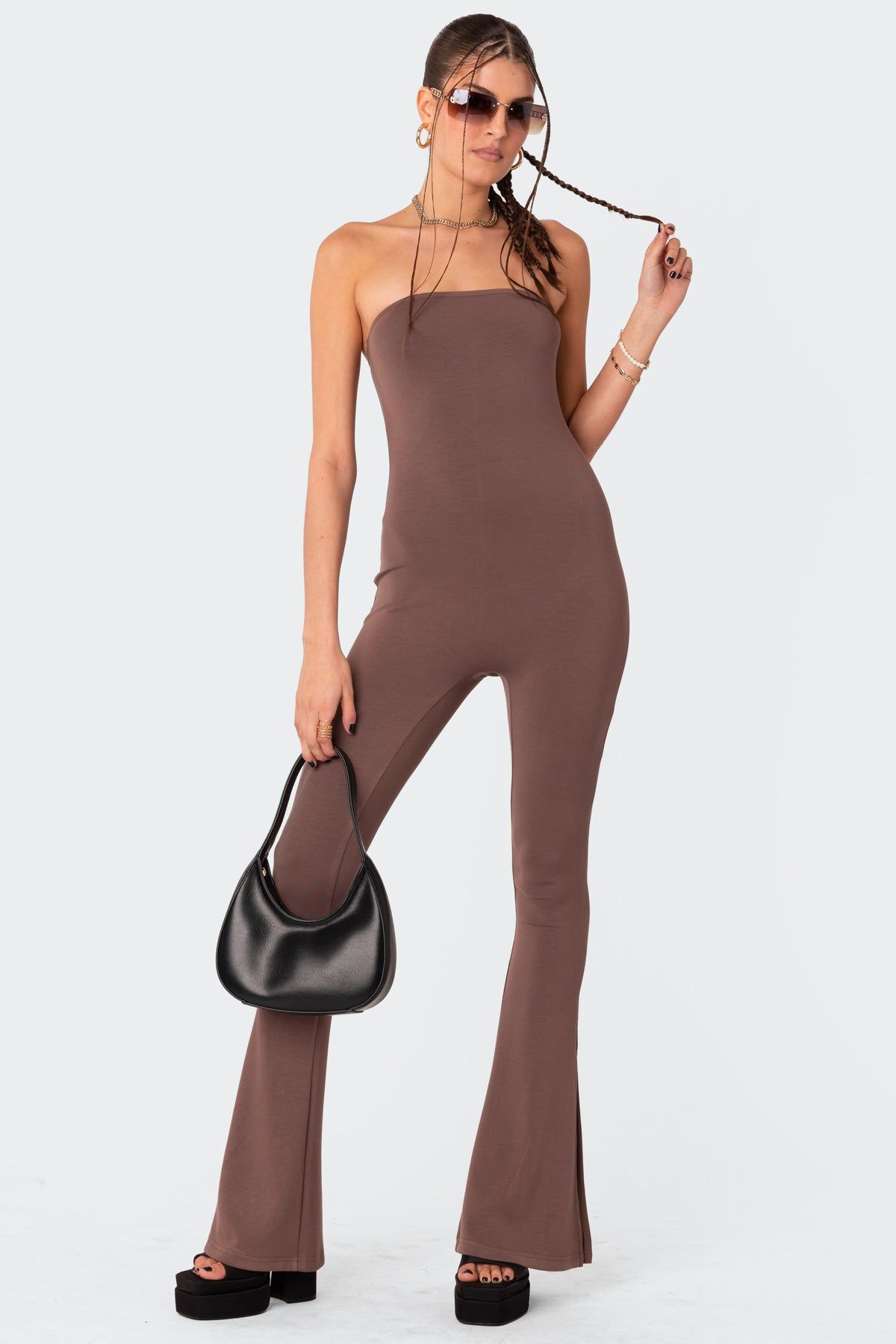 Melina Side Slits Flared Jumpsuit sold by Edikted