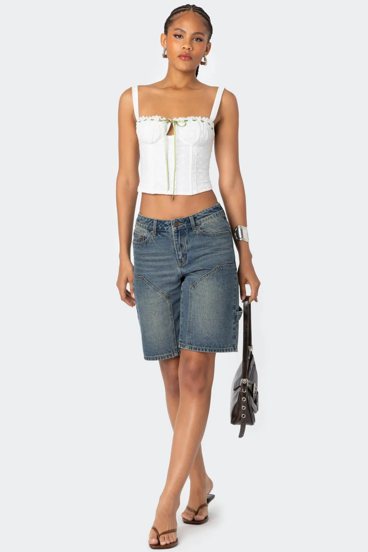 Garden Girl Ribbon Eyelet Corset sold by Edikted product image thumbnail 5