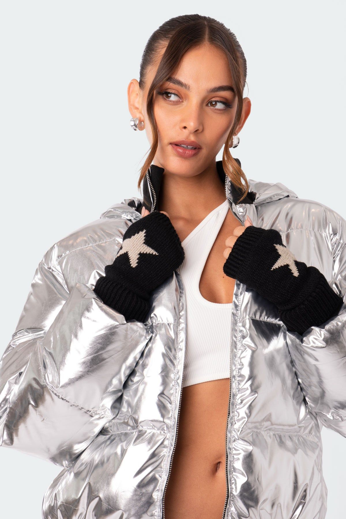 Stardust Knitted Fingerless Gloves sold by Edikted product image thumbnail 2