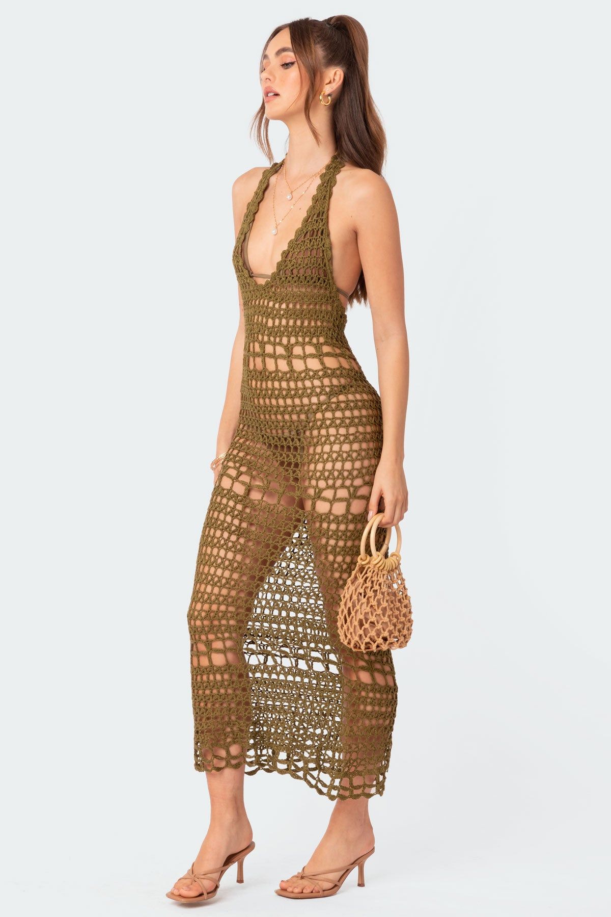Tahoe Open Back Crochet Maxi Dress sold by Edikted product image thumbnail 2