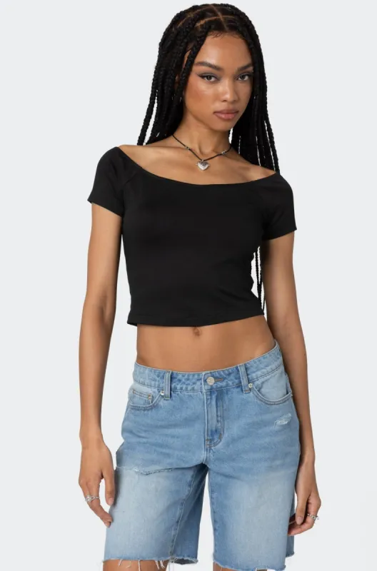 Alexandera Boat Neck Top sold by Edikted