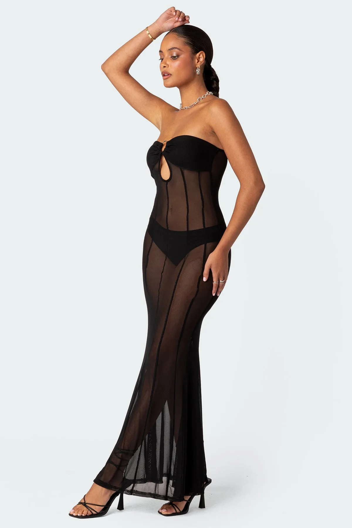 Maisy Sheer Mesh Maxi Dress sold by Edikted product image thumbnail 3