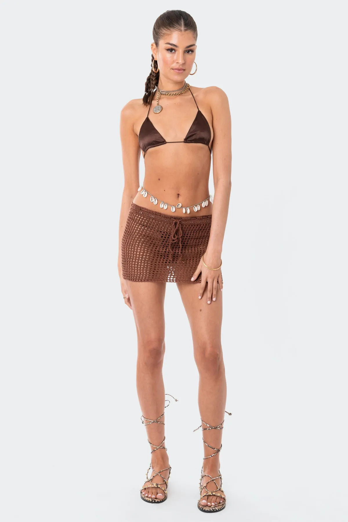 Theo Crochet Mini Skirt sold by Edikted