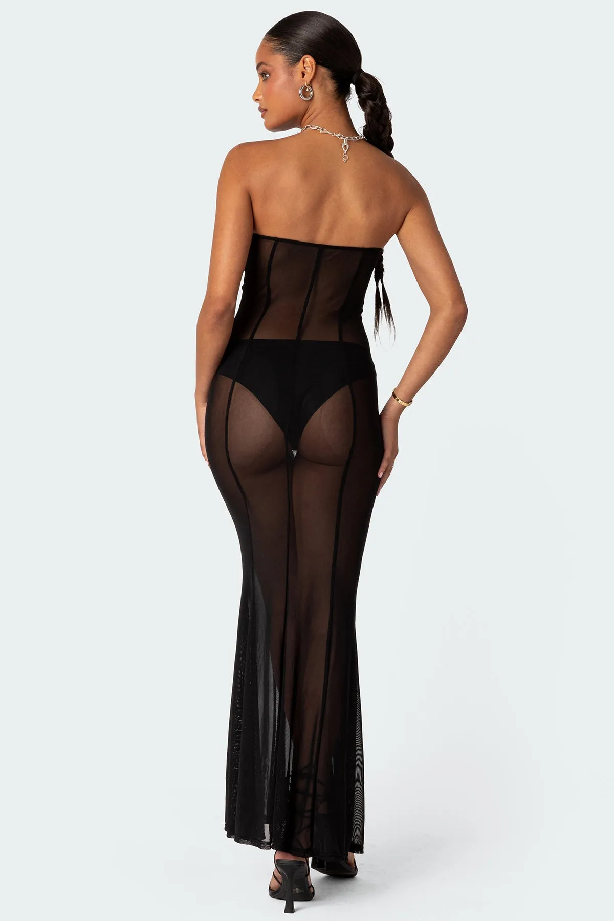 Maisy Sheer Mesh Maxi Dress sold by Edikted product image thumbnail 4