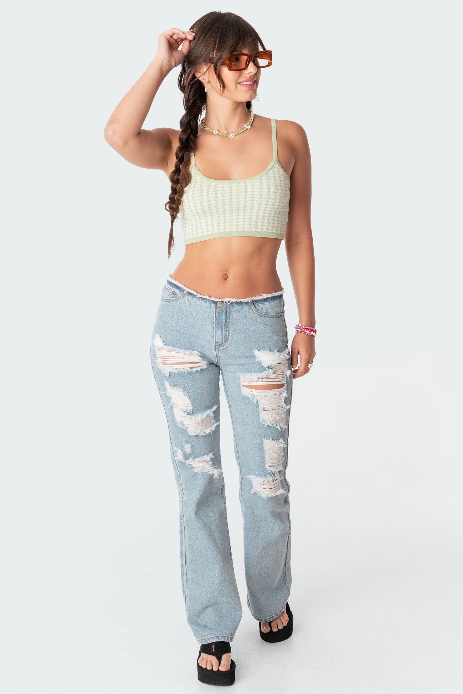Pepita Knitted Crop Top sold by Edikted product image thumbnail 2