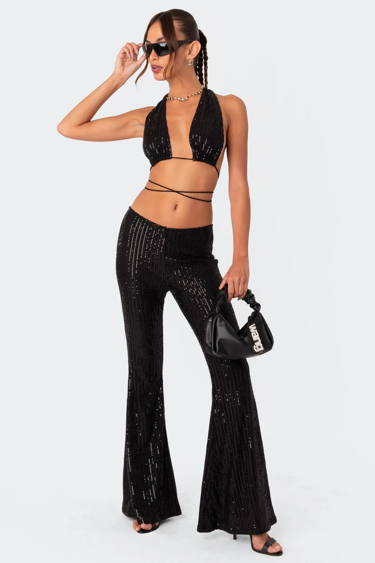 Nola Sequin Open Back Top sold by Edikted