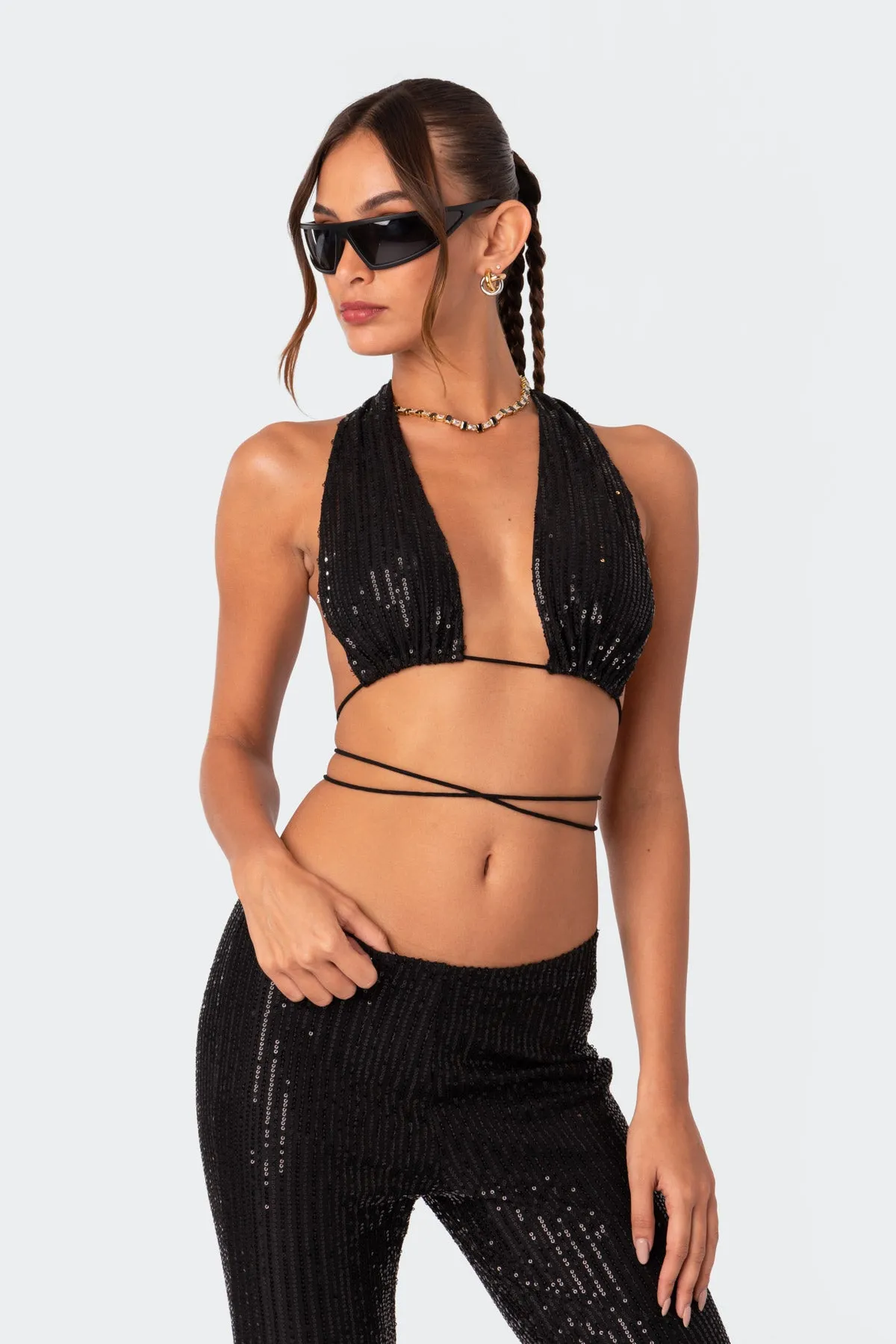 Nola Sequin Open Back Top sold by Edikted product image thumbnail 2