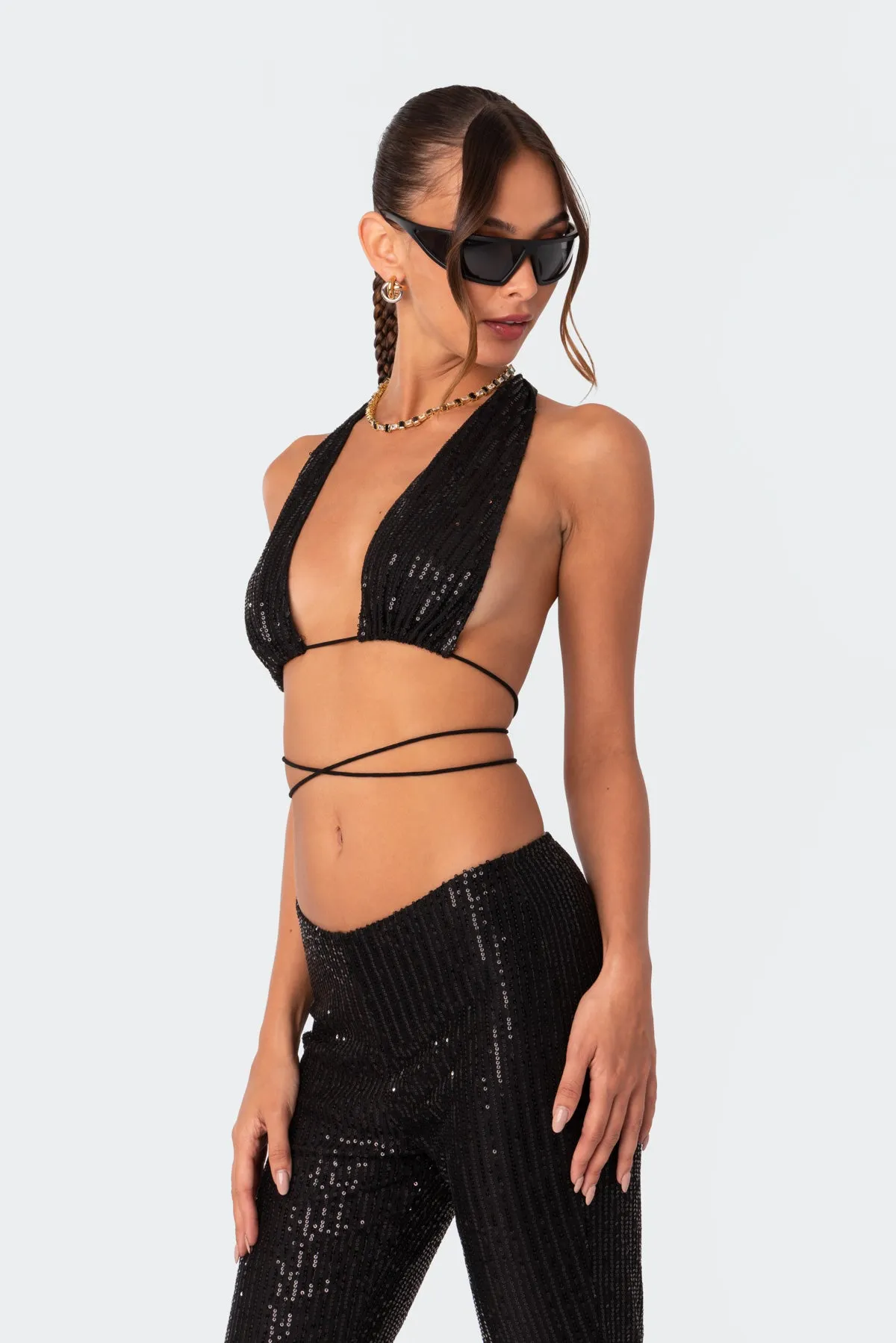 Nola Sequin Open Back Top sold by Edikted product image thumbnail 3
