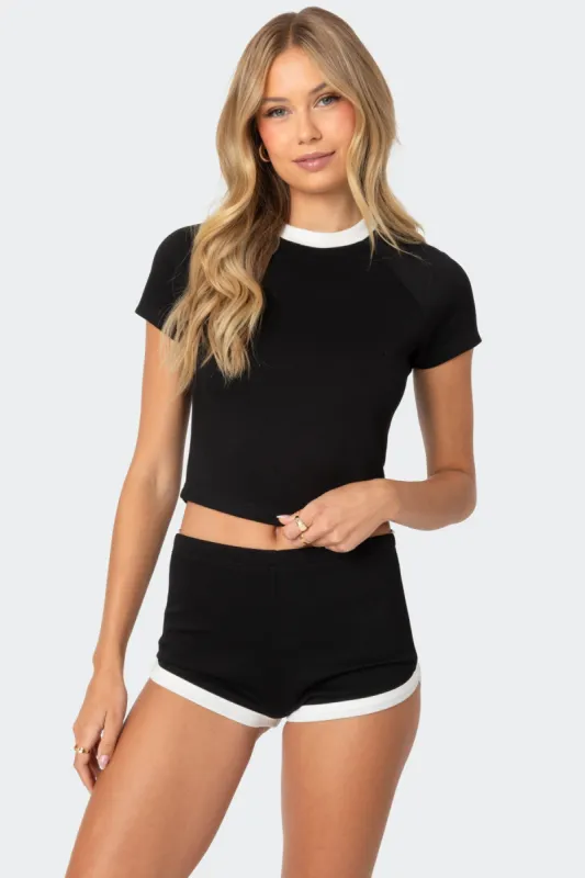 Elana Contrast Raglan Top sold by Edikted