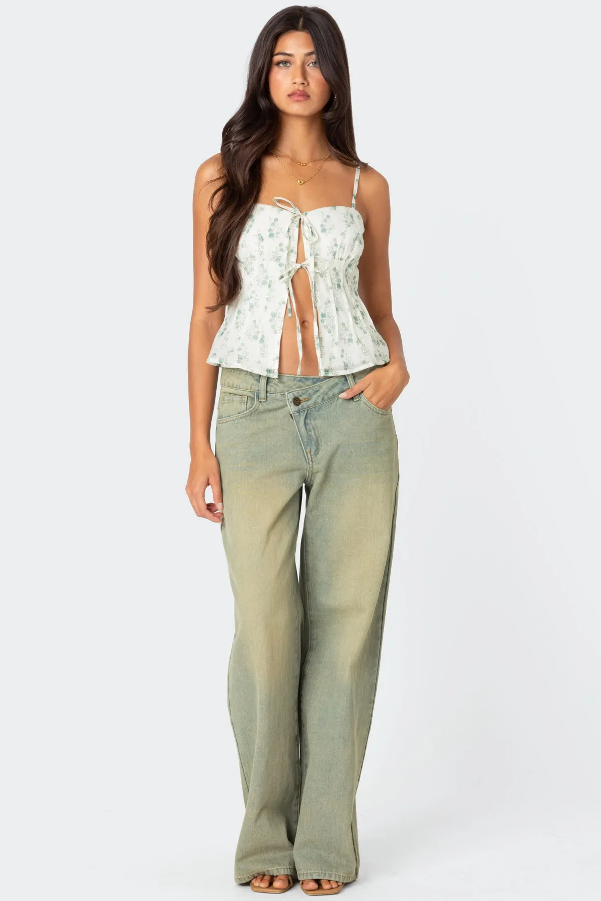 Malmo Printed Tie Front Top sold by Edikted product image thumbnail 3